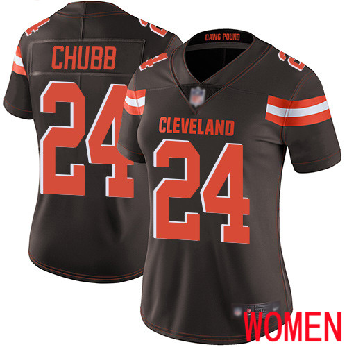Cleveland Browns Nick Chubb Women Brown Limited Jersey #24 NFL Football Home Vapor Untouchable
